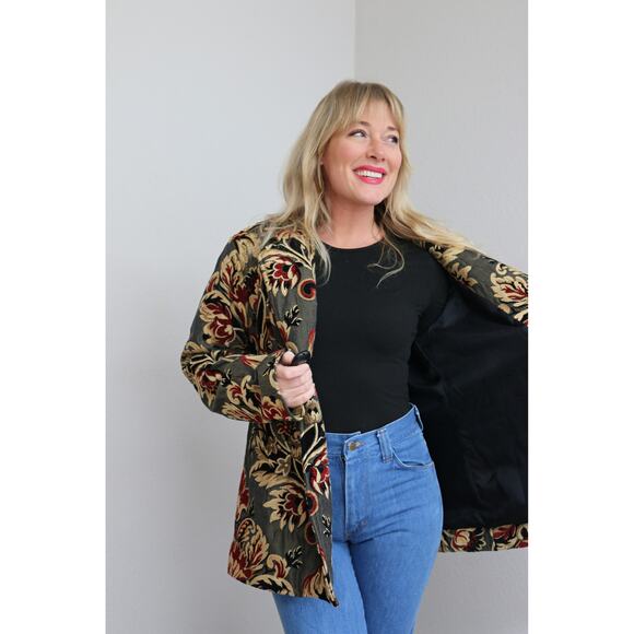 1990's Vintage Painted Pony Tapestry Bohemian Jacket ~ Women's LG XL ~ Fall Coat - Picture 4 of 10